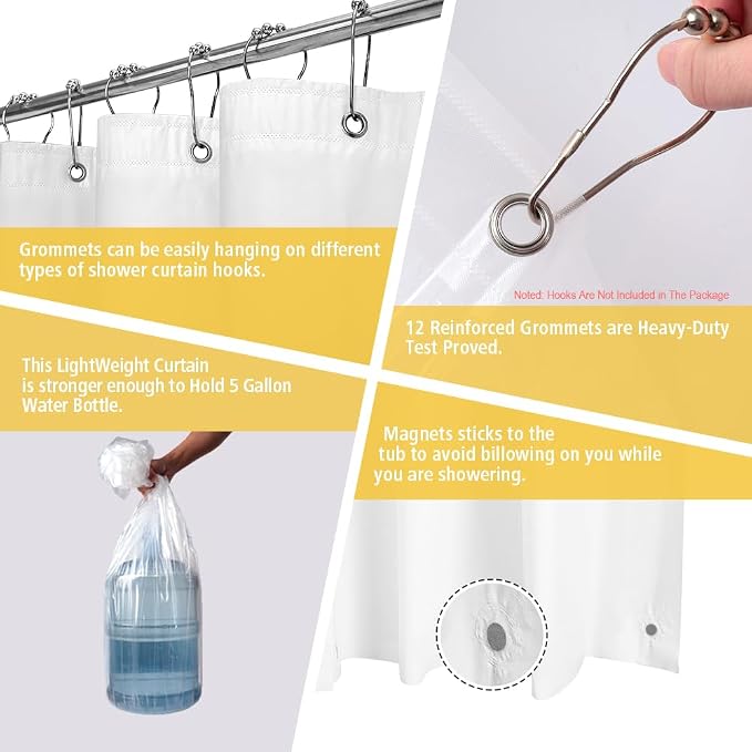 Frosted Plastic Shower Curtain Liner, 72x72 Inch Thin Lightweight Plastic - Image 5