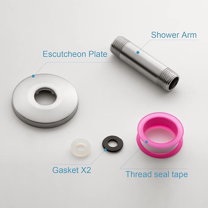 OFFO Shower Arm with Flange, 3 in Brushed Nickel Ceiling Mount Replacement Rain - Image 6
