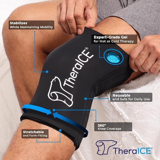 TheraICE Knee Ice Pack Wrap Compression Sleeve - Image 2