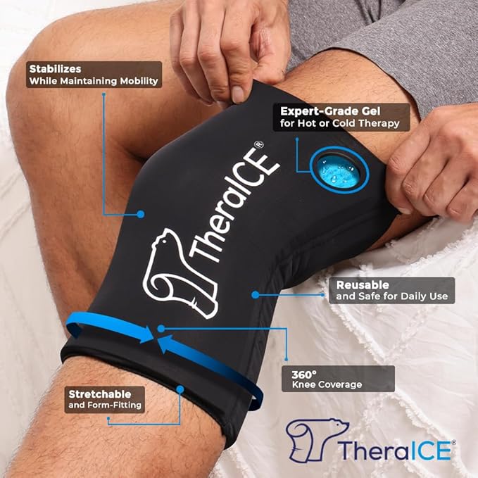 TheraICE Knee Ice Pack Wrap Compression Sleeve - Image 2