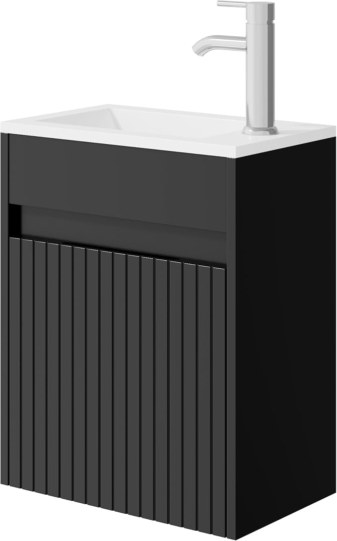 eclife 16" Small Bathroom Vanity Sink Combo, Modern Painted Wall Mounted - Image 7