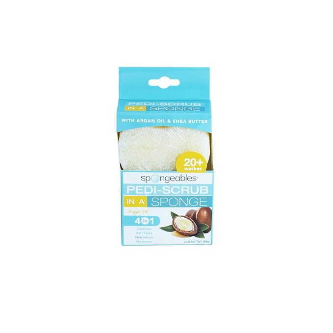 Spongables Pedi Scrub Foot Exfoliating 20+ Wash Sponge, Argan Oil - Image 2