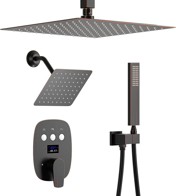 Oil Rubbed Bronze Shower System Digital Display Shower Set by KATAIS