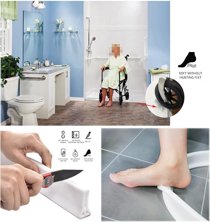 59Inch Collapsible Shower Threshold Water Dam 2" High Shower Barrier Water - Image 6
