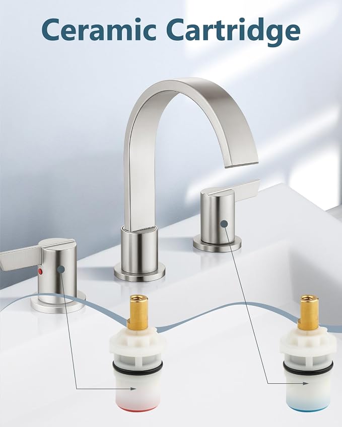 Aolemi Bathroom Faucets 3 Hole, 8 Inch Widespread Waterfall Bathroom Sink Faucet - Image 5