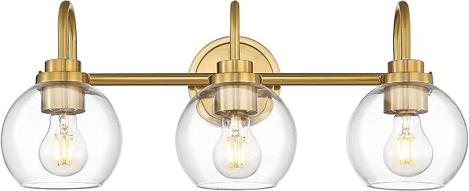 Bathroom Light Fixtures, 3-Light Brushed Gold Vanity Lights by Audickic