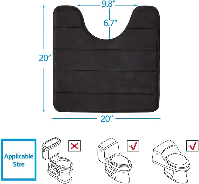 Buganda Memory Foam U-Shaped Contour Toilet Rugs, Non Slip Absorbent, Thick - Image 2