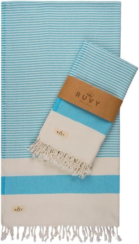 Ruvy Home Basics 2 Pack Turkish Beach Towels – Oversized Quick-Dry Bath Towels by RuvyHomeBasics