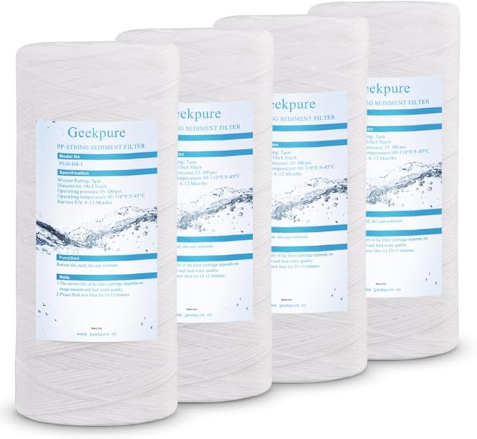 Geekpure 10 Inch String Wound PP Sediment Filter Cartridge by Geekpure