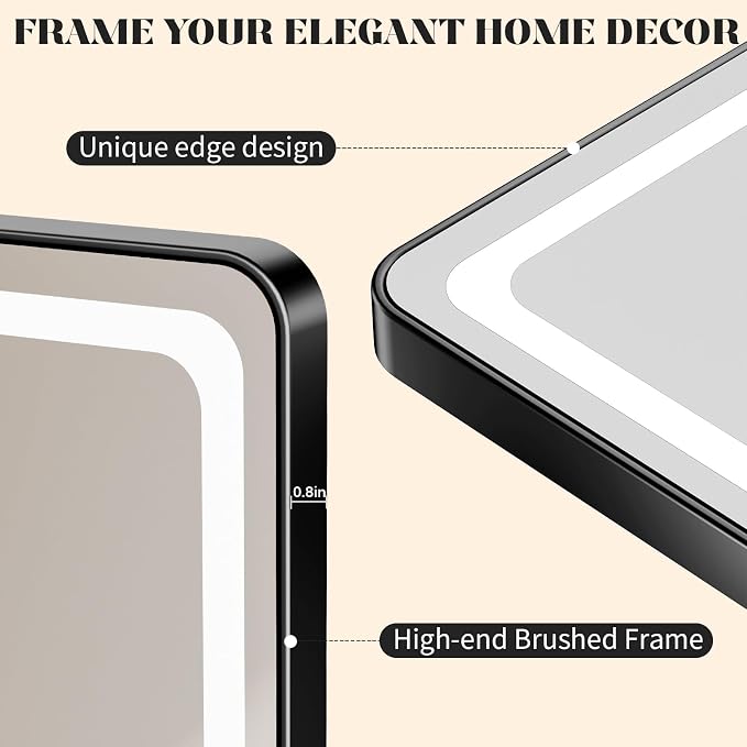 LED Bathroom Mirrors with Lights, 3 Colors Dimmable, Touch Sensor - Image 8