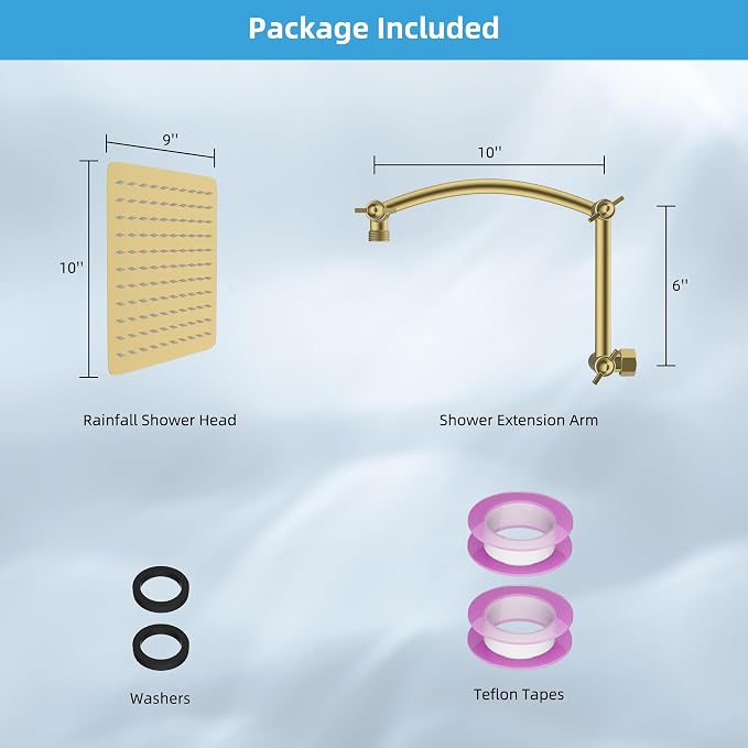 Hibbent All Metal cUPC Certified Rain Shower Head, Brass Adjustable Shower Arm - Image 6
