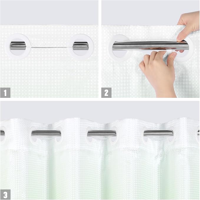 MitoVilla No Hooks Needed Extra Long Shower Curtain Liner Set, 86 inch XL - Image 4