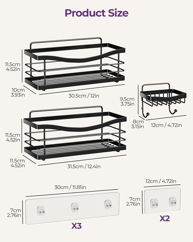 ODesign Shower Caddy 3 Pack-Shower Organizer Shelves Rack Rustproof SUS304 - Image 8