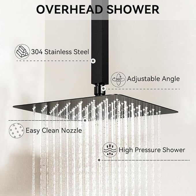 Shower Faucet Set Matte Black Shower System, STARBATH 10" Ceiling Mount Rain - Image 8