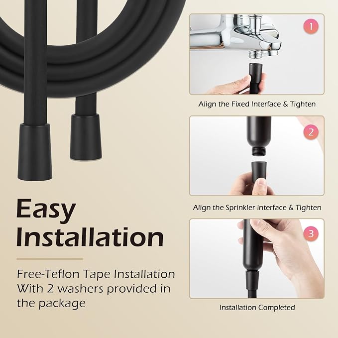 59 Inches Silicone Shower Hoses Replacement, Anti-Kink Designed Handheld Shower - Image 7