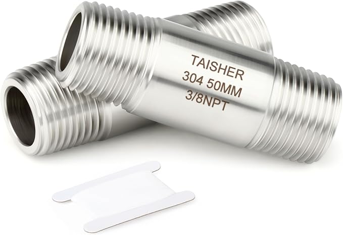 TAISHER 2PCS Stainless Steel Pipe Fittings, 3/8" NPT Male x 3/8" NPT Male by TAISHER