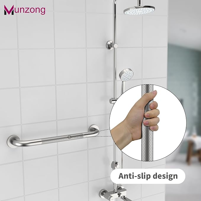16 Inch Anti Slip Shower Grab Bar, Munzong Stainless Steel Handicap Grab Bars - Image 4