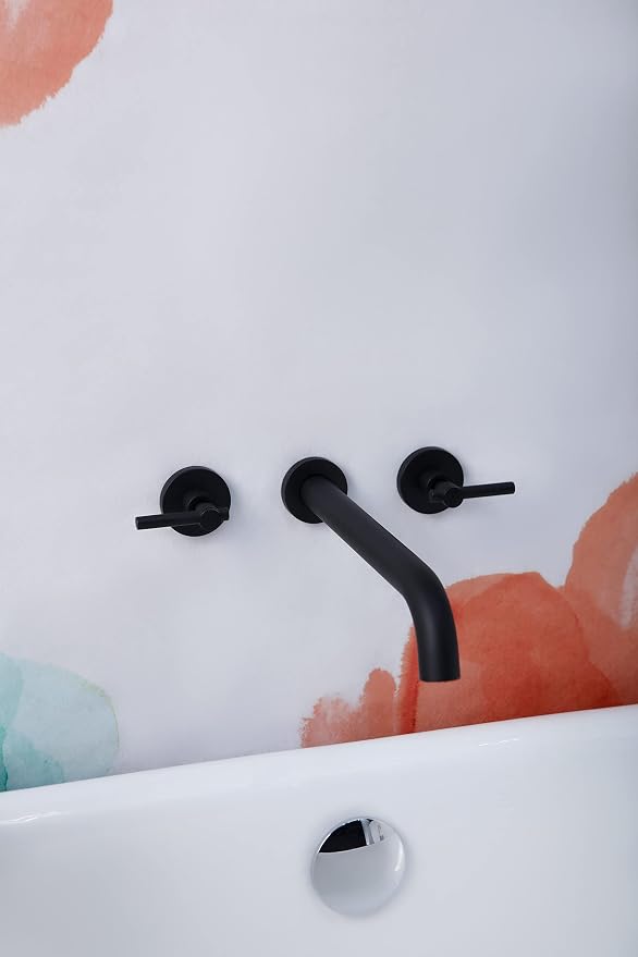 Wall Mount Tub Filler, Two Handle Bathtub Faucet, Extra Long Spout Reach - Image 5