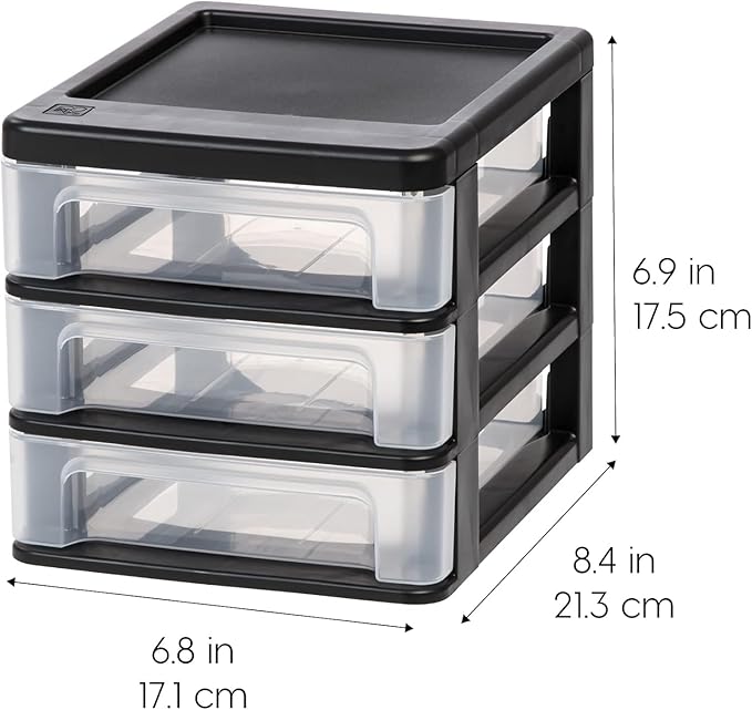 IRIS USA Small 3-Drawer Desktop Organizer, 4 Pack, - Image 3