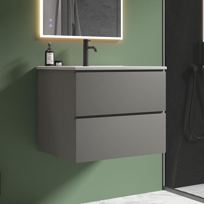 24" Bathroom Vanity with Sink, Modern Floating Vanity with Double Soft Closing by LittleTulip