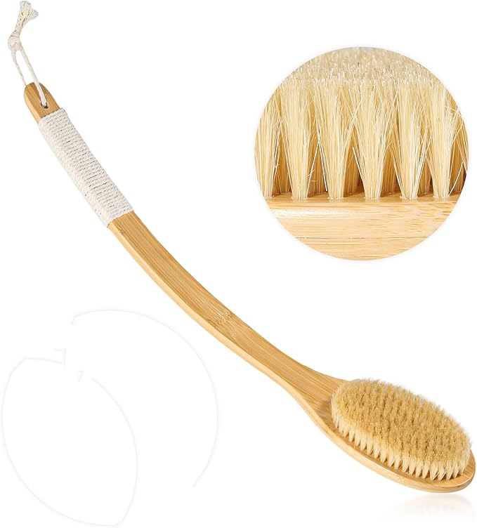 ​​​​Bath Body Brush Shower, Moderately Soft Natural Bristle Body Brush by COINPOTIA
