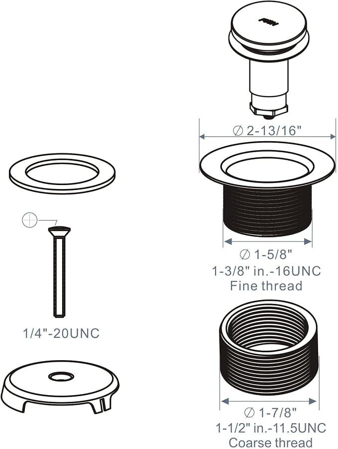 Chrome Bathtub Drain Tip-Toe Single Hole, Hidrop Tub Drain Trim Set Conversion - Image 5