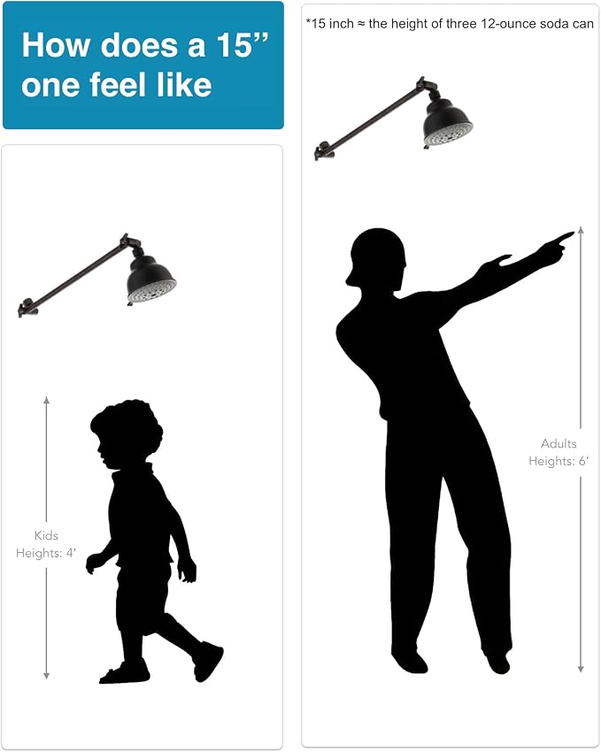 15 Inch Extra Long Adjustable Shower Head Extension Arm - Image 8
