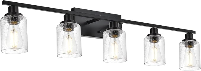 40 Inches Length Black Bathroom Lighting Fixtures, 5-Light Modern Industrial by WINSHENLighting