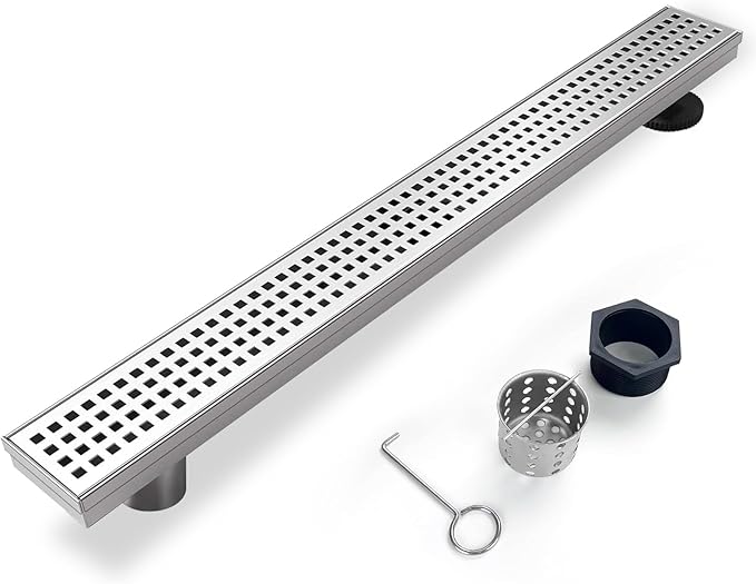 Offset Linear Shower Drain, Shower Drain 48 inch by Elefloom