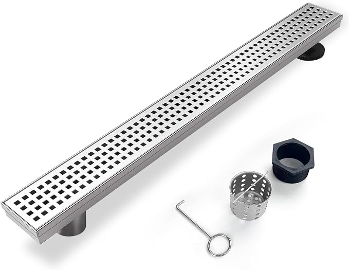 Offset Linear Shower Drain, Shower Drain 32 inch by Elefloom