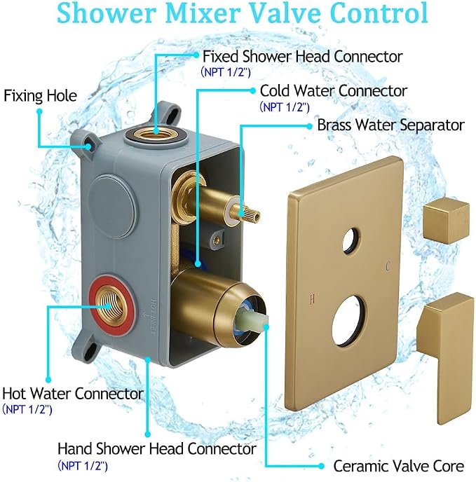 Shower Faucet Set System 10 Inch Shower Head High Pressure Handheld Spray Combo - Image 5