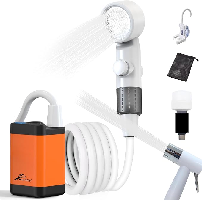 Portable Camping Shower Outdoor Camp Shower Pump, Upgrade Rechargeable Electric by AnnKaty