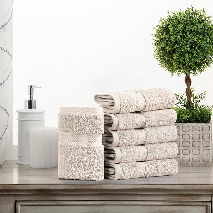 Superior Egyptian Cotton Pile Face Towel/Washcloth Set of 6, Ultra Soft Luxury - Image 3