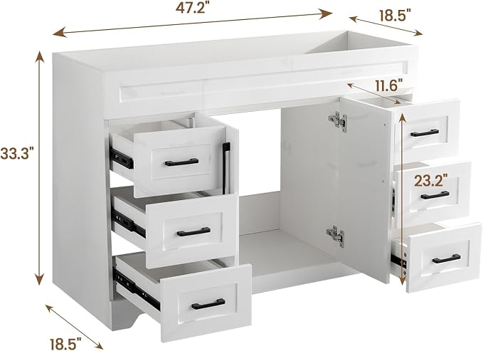 48" Bathroom Vanity Without Sink, Modern Solid Wood Bathroom Vanity Cabinet - Image 2