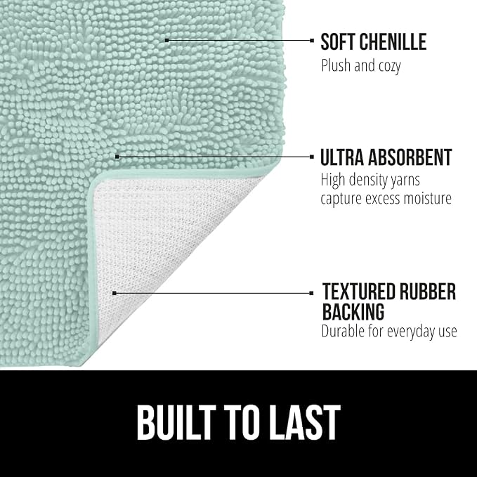 GORILLA GRIP Bath Rug Mat 60x24, Soft Absorbent Chenille, Quick Dry Microfiber - Image 3