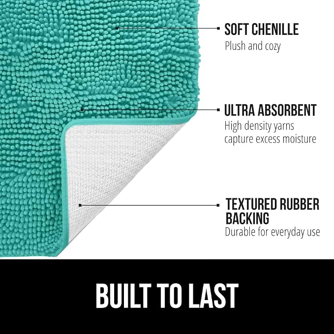 GORILLA GRIP Plush Absorbent Shaggy Chenille Bath Rug Mat - Image 3