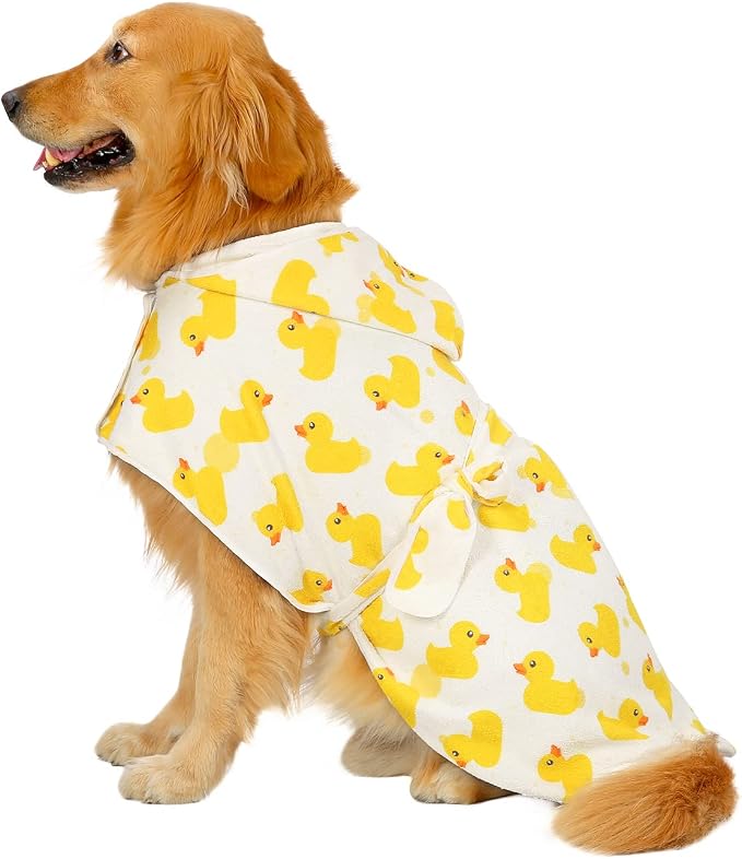 HDE Dog Bathrobe Super Absorbent Quick Drying Puppy Towel Wrap Coat Adjustable by HDE