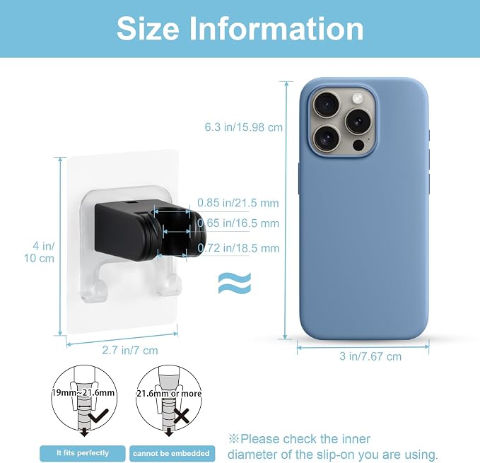 OFFO Shower Head Holder, Strong Adhesive Shower Hooks, 40° Adjustable - Image 3