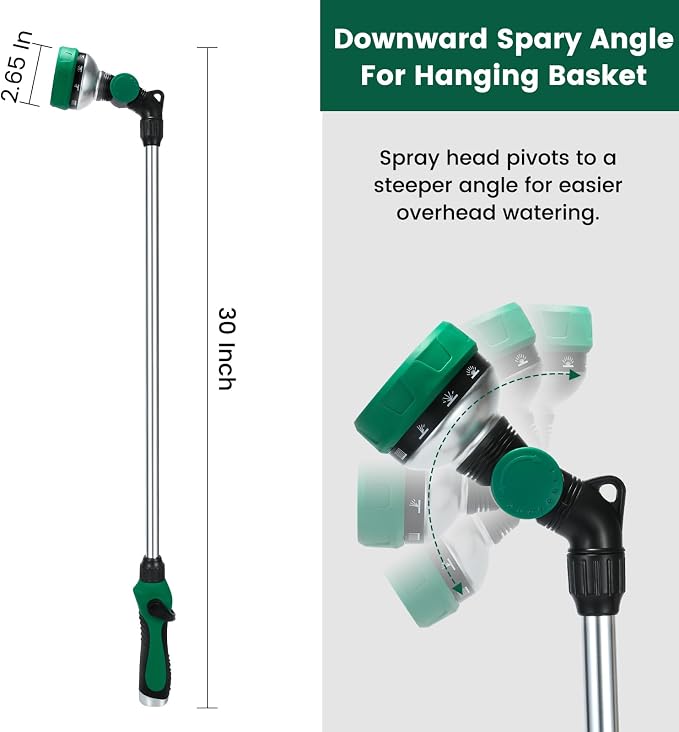 Watering Wand for Garden Hose, 30 Inch, 10 Spray Patterns, Thumb Control Garden - Image 4