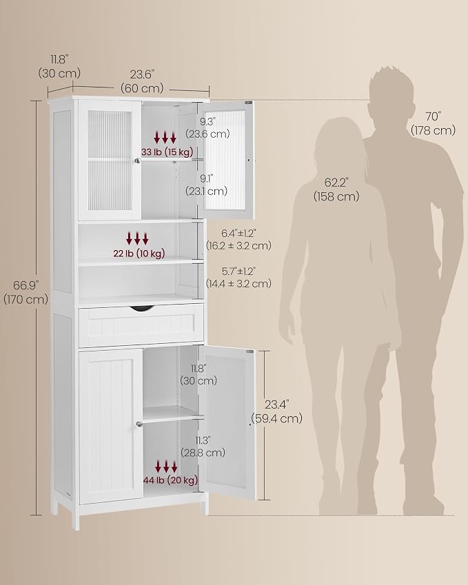 VASAGLE Storage Cabinet, Freestanding Storage Unit - Image 3