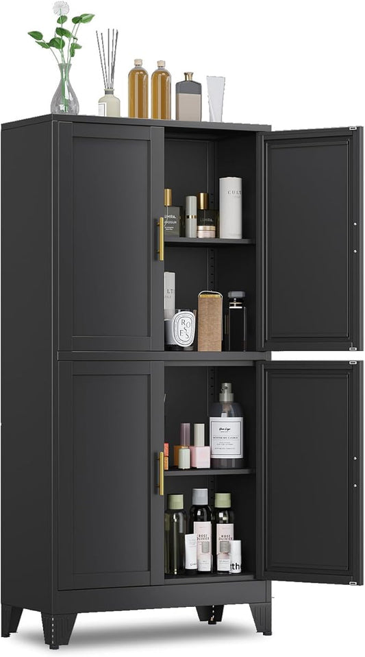 47.25" Metal Storage Cabinet, Freestanding Bathroom Cabinet, Pantry by GAIOUS