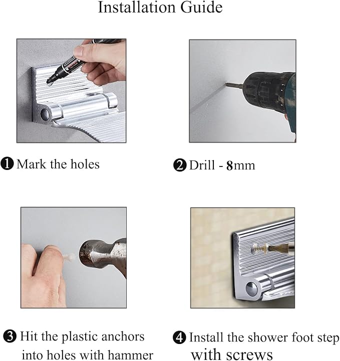 Shower Foot Rest, Shaving & Washing Foot Rest, Heavy Duty Aluminum Alloy - Image 7