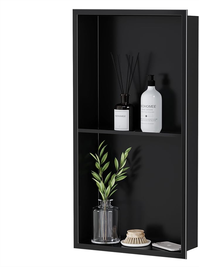 Neodrain No Tile Shower Niche, Stainless Steel Wall Niche 13.1"X25.1", Two-Tier - Image 5