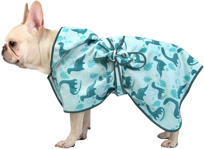 HDE Dog Bathrobe Super Absorbent Quick Drying Puppy Towel Wrap Coat Adjustable - Image 3