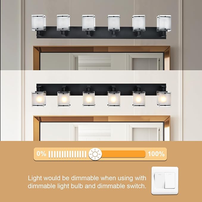 Bathroom Vanity Light Fixture, 6-Lights Modern Vanity Lighting Over Mirror - Image 6