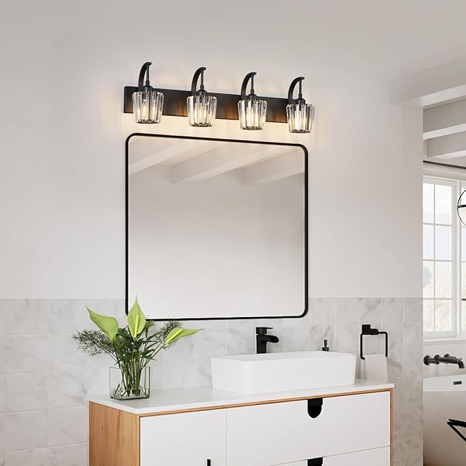 Modern Bathroom Vanity Light, 4-Light Black Wall Sconce - Image 7