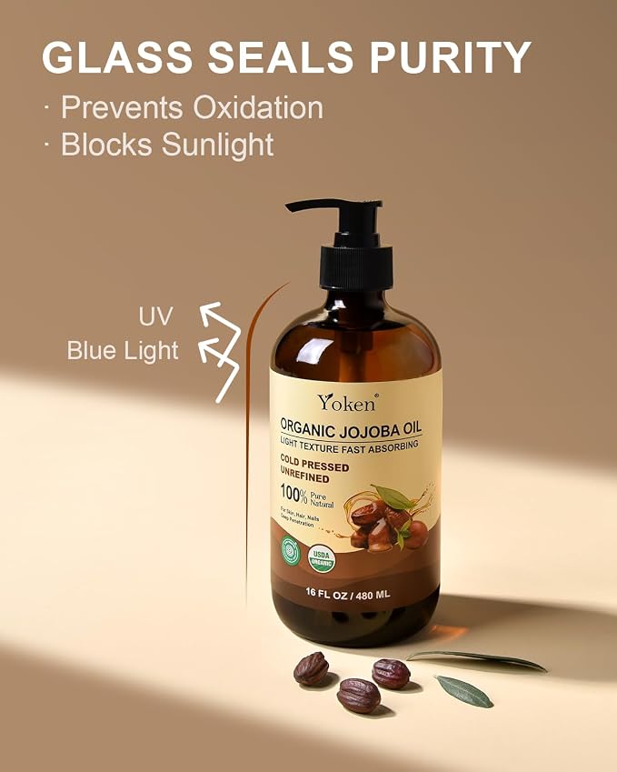 Organic Jojoba Oil Glass Bottle 16 fl oz, USDA Certified 100 Pure & Natural - Image 4