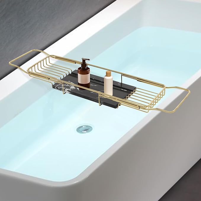 Bathtub Tray Caddy for Luxury Bath, Stainless Steel 26.8-35.4 in Expandable - Image 2