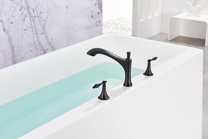 SITGES Antique-Inspired Brass Bathtub Faucet, 2-Handle Medium Arc Roman Tub - Image 2