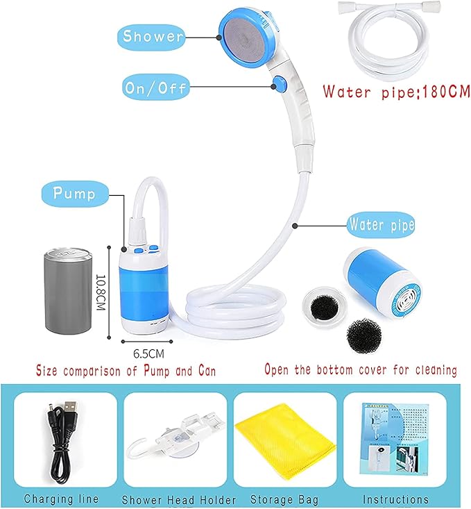 Iron Hammer Portable Shower Electric Shower Camping Shower Built-in 5000mAh - Image 3